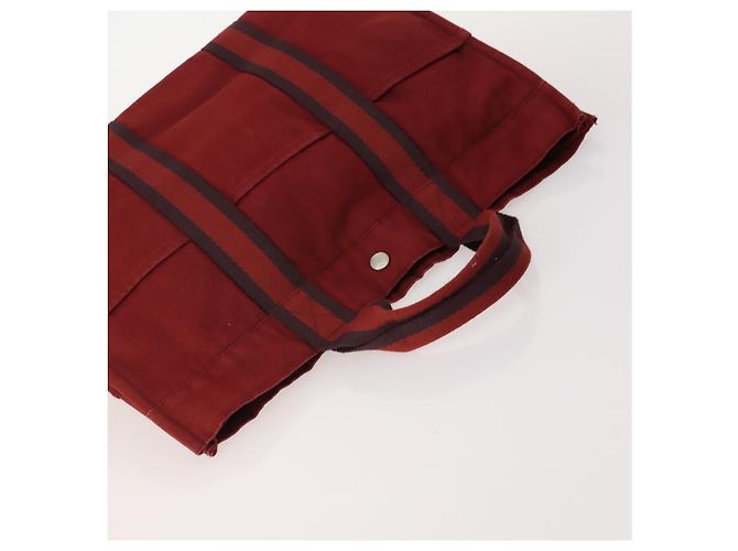 Hermès BORSA HERMES Her Line in tela 4 Set Rosso Nero Auth BA13063 - vista 5