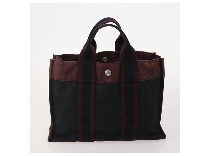 Hermès BORSA HERMES Her Line in tela 4 Set Rosso Nero Auth BA13063 - vista 8