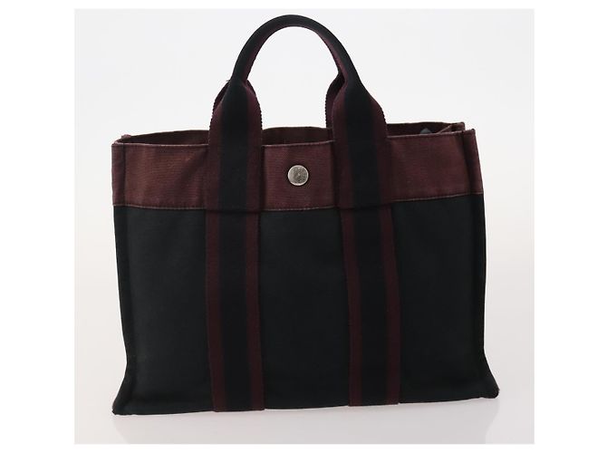 Hermès BORSA HERMES Her Line in tela 4 Set Rosso Nero Auth BA13063 - vista 9