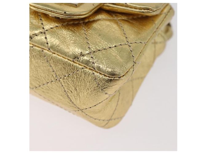 CHANEL Matelasse 2.55 Pouch Pelle Oro CC Auth 181679SM D'oro - vista 15