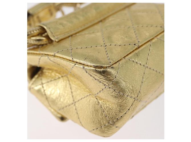 CHANEL Matelasse 2.55 Pouch Pelle Oro CC Auth 181679SM D'oro - vista 16
