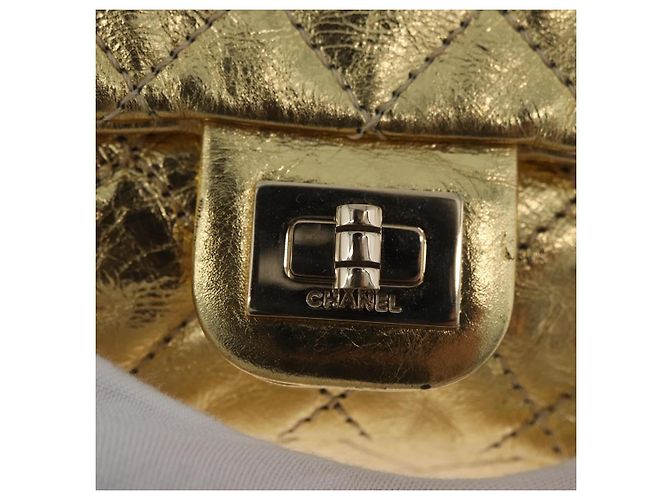 CHANEL Matelasse 2.55 Pouch Pelle Oro CC Auth 181679SM D'oro - vista 18