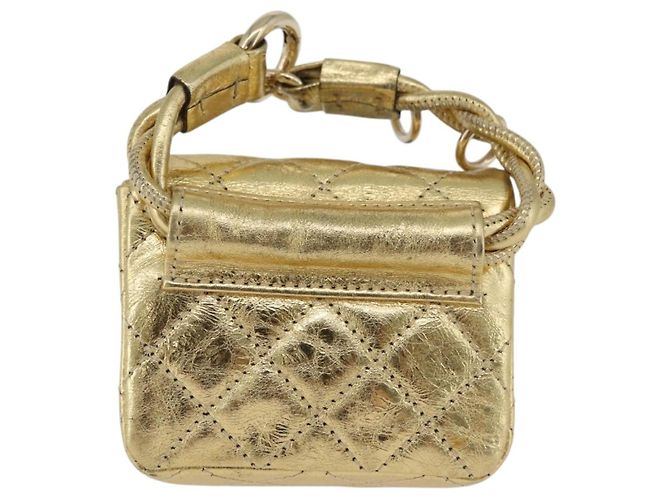 CHANEL Matelasse 2.55 Pouch Pelle Oro CC Auth 181679SM D'oro - vista 2