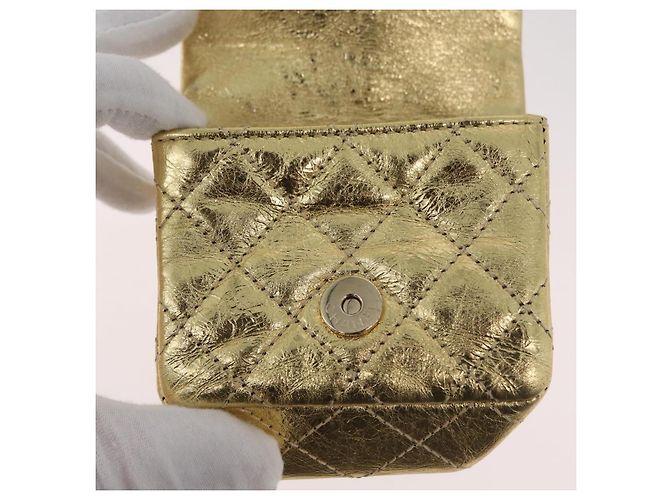 CHANEL Matelasse 2.55 Pouch Pelle Oro CC Auth 181679SM D'oro - vista 20