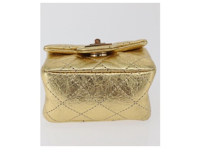 CHANEL Matelasse 2.55 Pouch Pelle Oro CC Auth 181679SM D'oro - vista 5