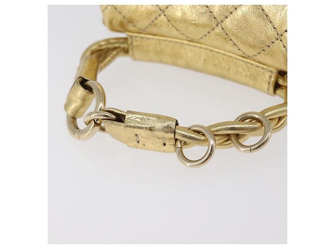 CHANEL Matelasse 2.55 Pouch Pelle Oro CC Auth 181679SM D'oro - vista 7