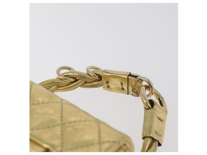 CHANEL Matelasse 2.55 Pouch Pelle Oro CC Auth 181679SM D'oro - vista 8