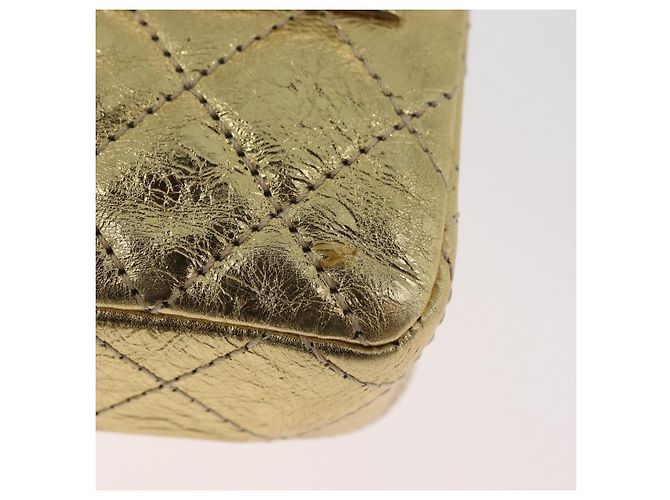 CHANEL Matelasse 2.55 Pouch Pelle Oro CC Auth 181679SM D'oro - vista 9