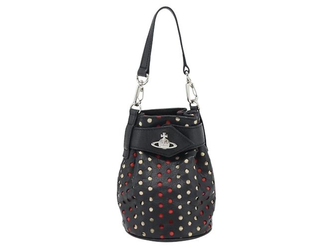 Pochette Vivienne Westwood in pelle nera e argento Auth 181785A Nero - vista 13