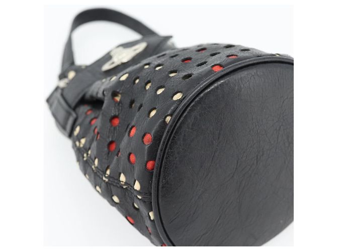 Pochette Vivienne Westwood in pelle nera e argento Auth 181785A Nero - vista 14