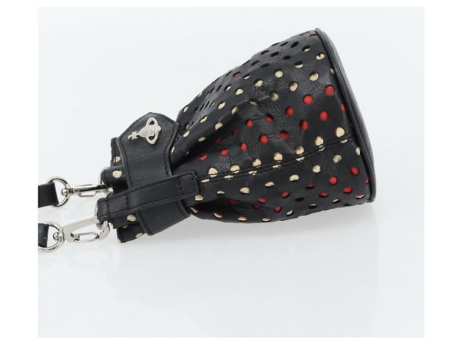 Pochette Vivienne Westwood in pelle nera e argento Auth 181785A Nero - vista 3