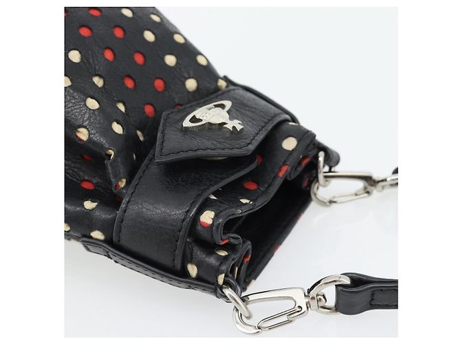 Pochette Vivienne Westwood in pelle nera e argento Auth 181785A Nero - vista 6