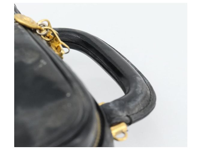 CHANEL COCO Mark Vanity Hand Bag Patent leather Black Gold CC Auth 181661 Schwarz Golden - Ansicht 14