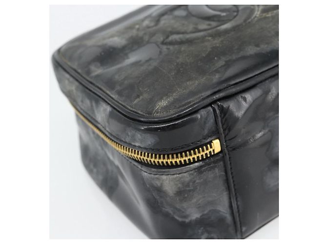 CHANEL COCO Mark Vanity Hand Bag Patent leather Black Gold CC Auth 181661 Schwarz Golden - Ansicht 16