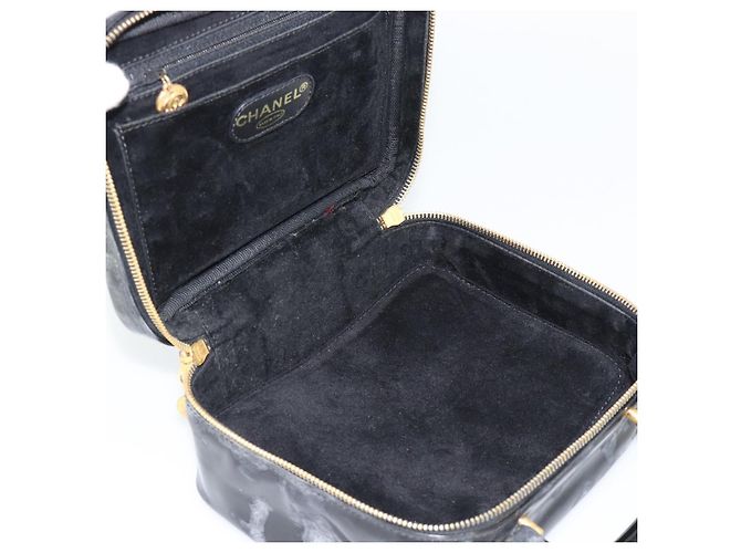 CHANEL COCO Mark Vanity Hand Bag Patent leather Black Gold CC Auth 181661 Schwarz Golden - Ansicht 21
