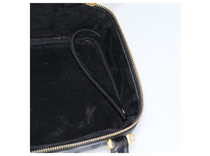 CHANEL COCO Mark Vanity Hand Bag Patent leather Black Gold CC Auth 181661 Schwarz Golden - Ansicht 22