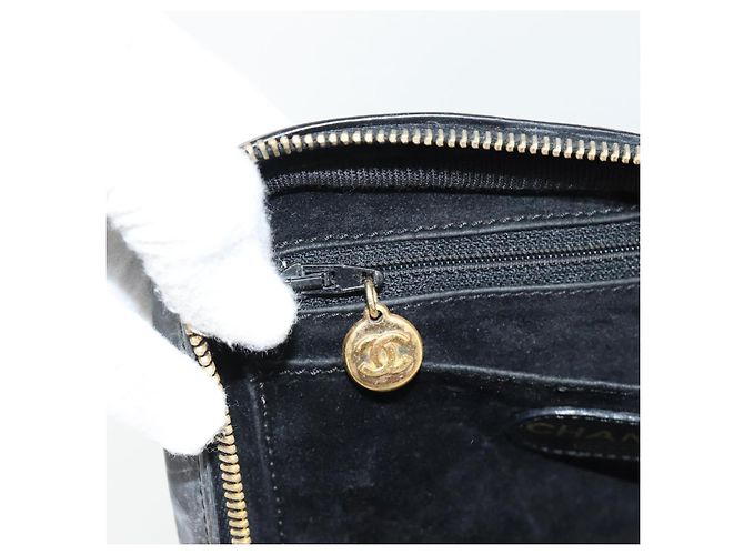 CHANEL COCO Mark Vanity Hand Bag Patent leather Black Gold CC Auth 181661 Schwarz Golden - Ansicht 24