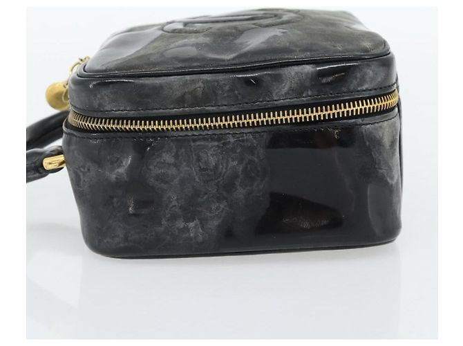 CHANEL COCO Mark Vanity Hand Bag Patent leather Black Gold CC Auth 181661 Schwarz Golden - Ansicht 3