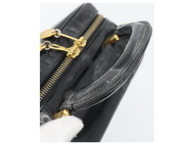 CHANEL COCO Mark Vanity Hand Bag Patent leather Black Gold CC Auth 181661 Schwarz Golden - Ansicht 7