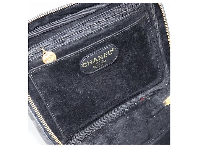 CHANEL COCO Mark Vanity Hand Bag Patent leather Black Gold CC Auth 181661 Schwarz Golden - Ansicht 8