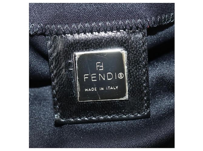 Borsa a tracolla FENDI Mamma Baguette in cotone nero e argento Auth 182029SAM - vista 20
