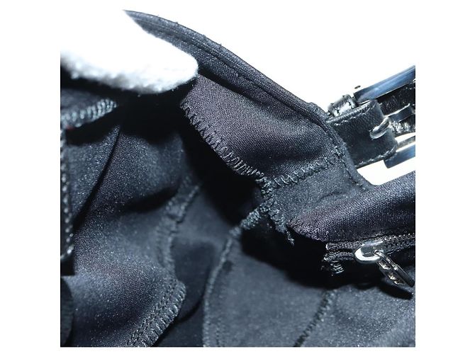 Borsa a tracolla FENDI Mamma Baguette in cotone nero e argento Auth 182029SAM - vista 21