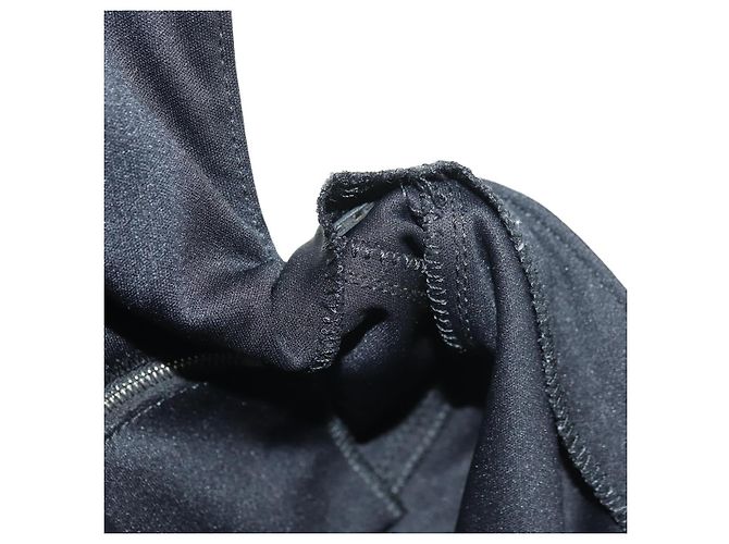 Borsa a tracolla FENDI Mamma Baguette in cotone nero e argento Auth 182029SAM - vista 22
