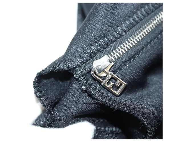 Borsa a tracolla FENDI Mamma Baguette in cotone nero e argento Auth 182029SAM - vista 23