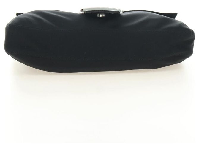 Borsa a tracolla FENDI Mamma Baguette in cotone nero e argento Auth 182029SAM - vista 5