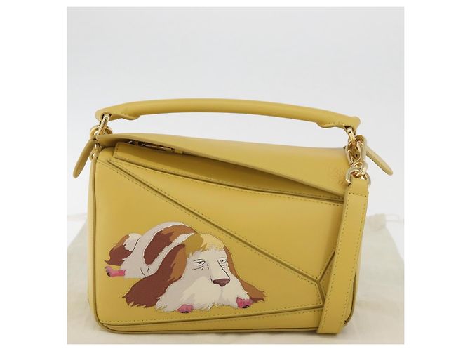 Bolsa LOEWE Puzzle Small Studio Ghibli Hin Spirited Away em couro Auth 167380SM Dourado Amarelo - vista 12