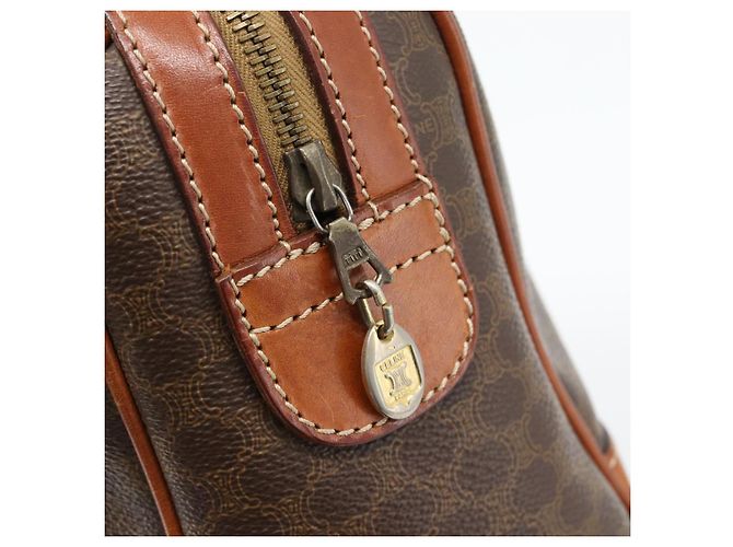 Céline Borsa CELINE Macadam Canvas PVC Pelle Marrone Oro Auth 182072A D'oro - vista 10
