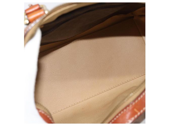 Céline Borsa CELINE Macadam Canvas PVC Pelle Marrone Oro Auth 182072A D'oro - vista 11