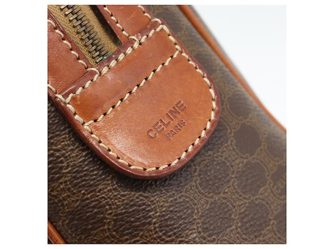 Céline Borsa CELINE Macadam Canvas PVC Pelle Marrone Oro Auth 182072A D'oro - vista 17