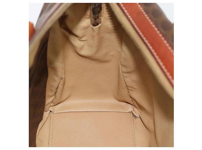 Céline Borsa CELINE Macadam Canvas PVC Pelle Marrone Oro Auth 182072A D'oro - vista 18