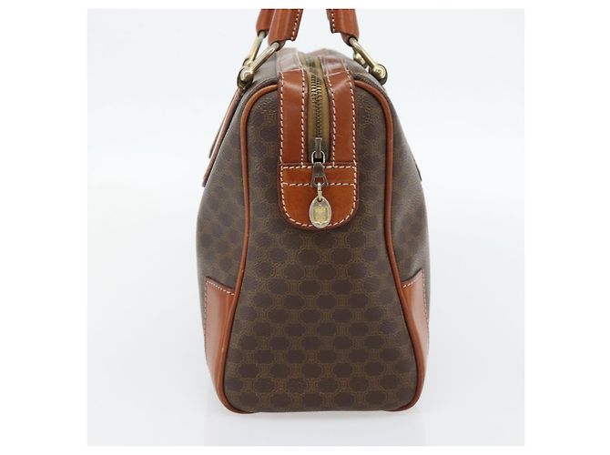 Céline Borsa CELINE Macadam Canvas PVC Pelle Marrone Oro Auth 182072A D'oro - vista 3