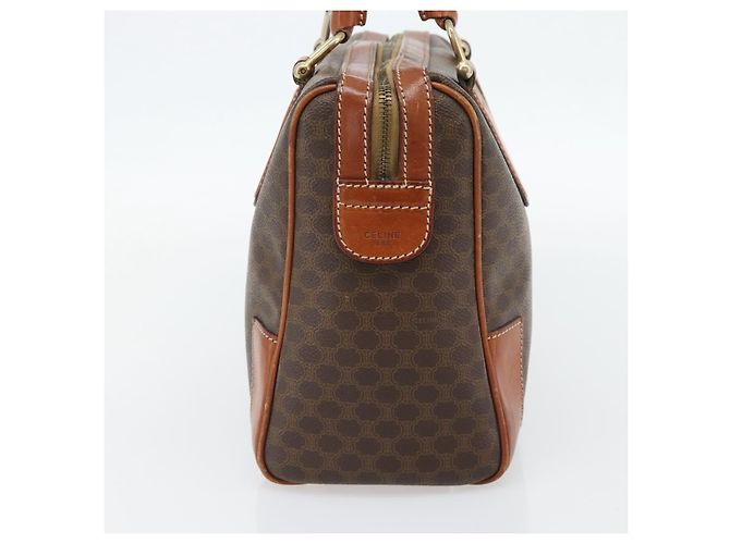 Céline Borsa CELINE Macadam Canvas PVC Pelle Marrone Oro Auth 182072A D'oro - vista 4