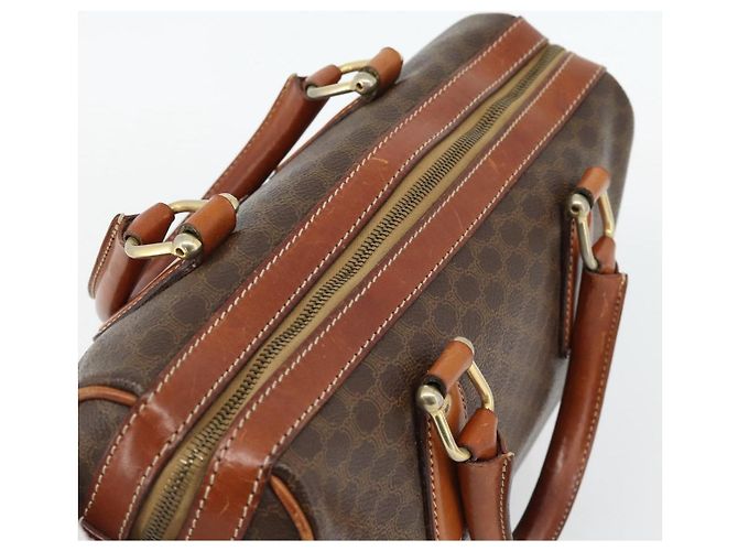 Céline Borsa CELINE Macadam Canvas PVC Pelle Marrone Oro Auth 182072A D'oro - vista 6