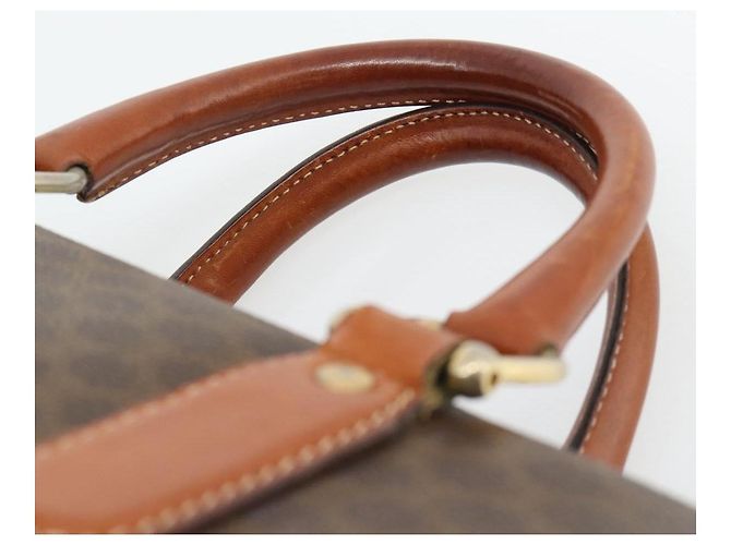 Céline Borsa CELINE Macadam Canvas PVC Pelle Marrone Oro Auth 182072A D'oro - vista 8