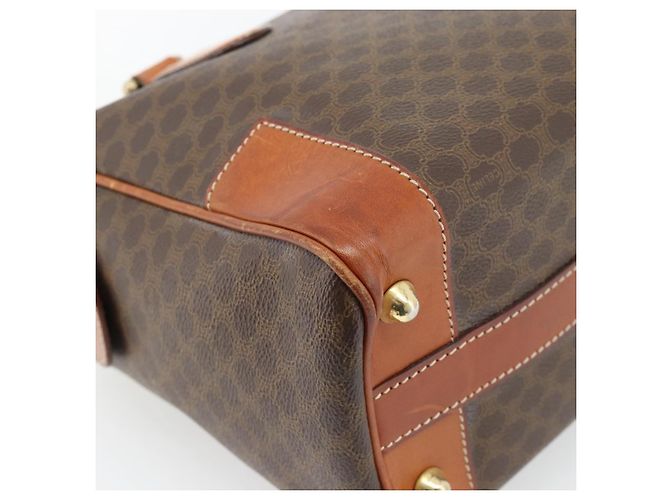 Céline Borsa CELINE Macadam Canvas PVC Pelle Marrone Oro Auth 182072A D'oro - vista 9