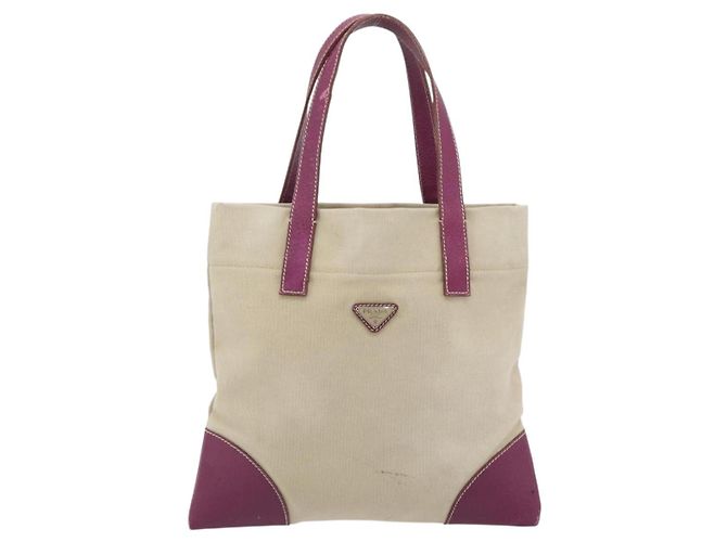 Borsa Tote PRADA in tela e pelle viola argento Auth am11680 Porpora - vista 13