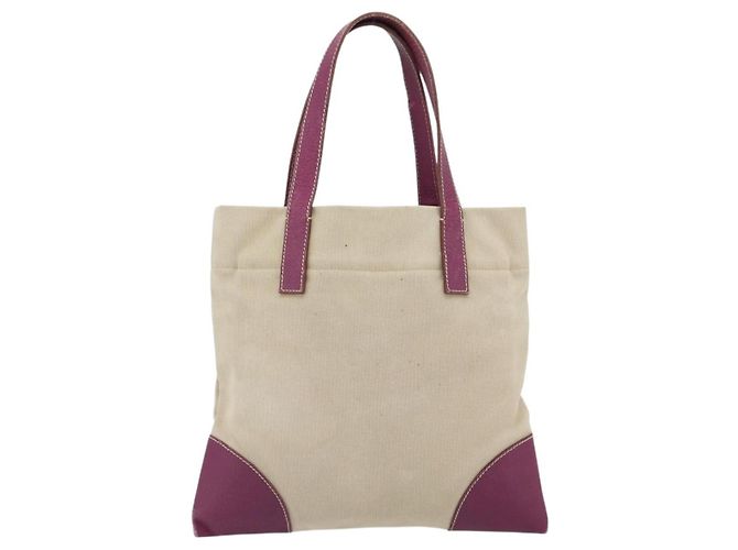 Borsa Tote PRADA in tela e pelle viola argento Auth am11680 Porpora - vista 2