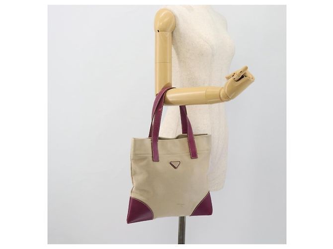 Borsa Tote PRADA in tela e pelle viola argento Auth am11680 Porpora - vista 22