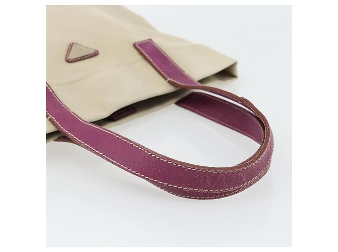 Borsa Tote PRADA in tela e pelle viola argento Auth am11680 Porpora - vista 7