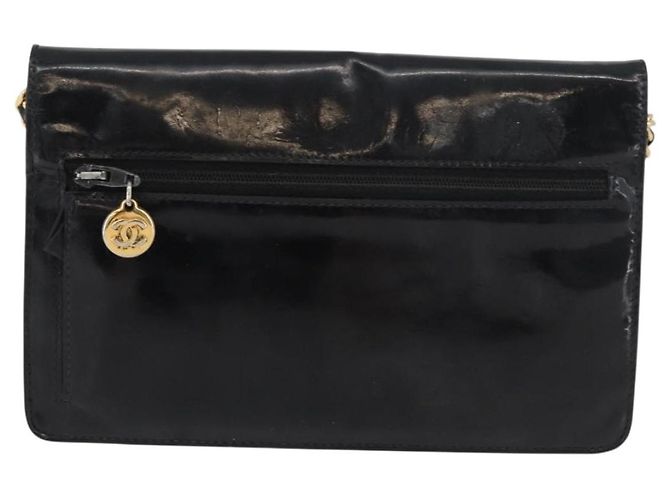 CHANEL COCO Mark Chain Shoulder Bag Patent leather Black Gold CC Auth 181676A Nero D'oro - vista 2