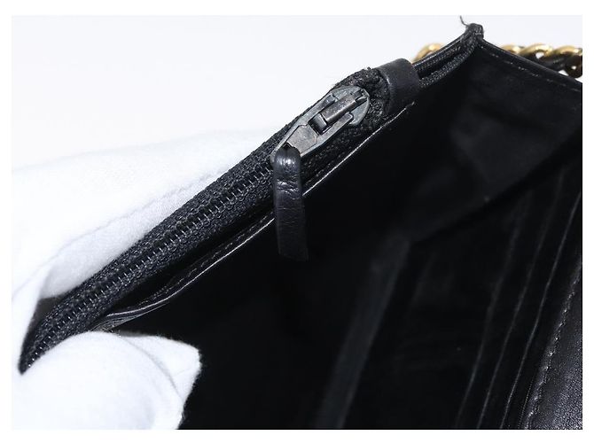 CHANEL COCO Mark Chain Shoulder Bag Patent leather Black Gold CC Auth 181676A Nero D'oro - vista 25