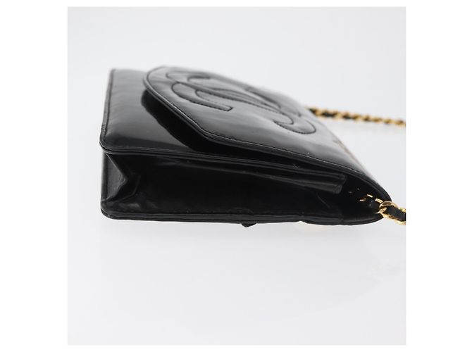 CHANEL COCO Mark Chain Shoulder Bag Patent leather Black Gold CC Auth 181676A Nero D'oro - vista 3