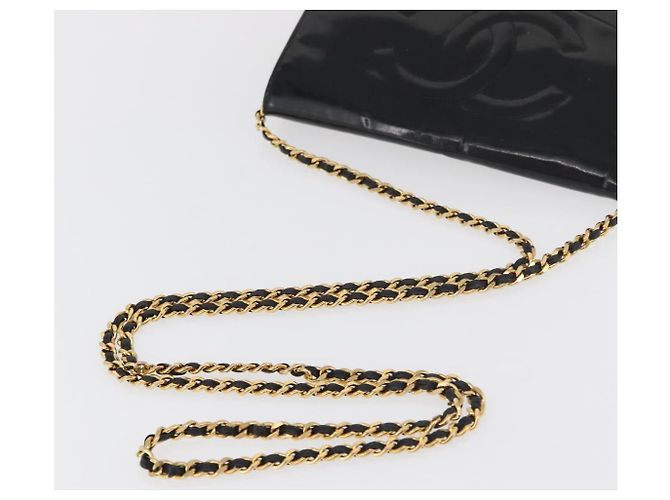 CHANEL COCO Mark Chain Shoulder Bag Patent leather Black Gold CC Auth 181676A Nero D'oro - vista 6