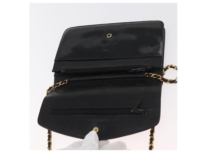 CHANEL COCO Mark Chain Shoulder Bag Patent leather Black Gold CC Auth 181676A Nero D'oro - vista 7