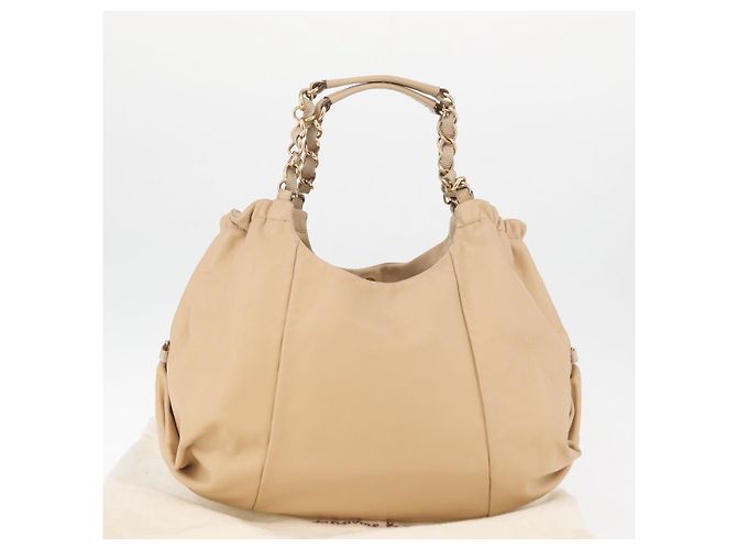 Borsa Salvatore Ferragamo Chain Vala in pelle beige oro Auth am11658A D'oro - vista 12