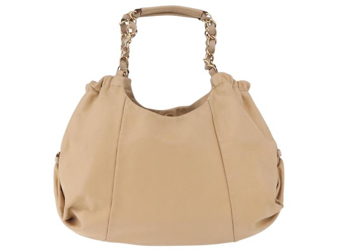 Borsa Salvatore Ferragamo Chain Vala in pelle beige oro Auth am11658A D'oro - vista 13